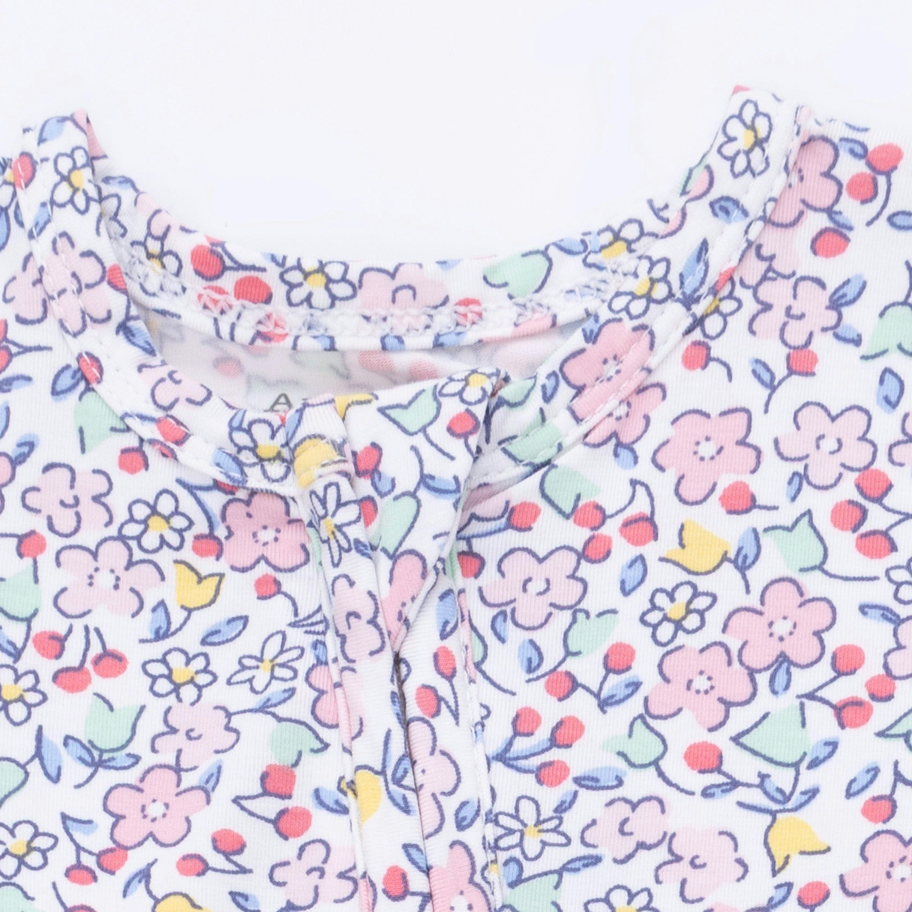 Elizabeth's Garden - 2 Way Ruffle Back Zipper Footie & Swaddle Blanket Set