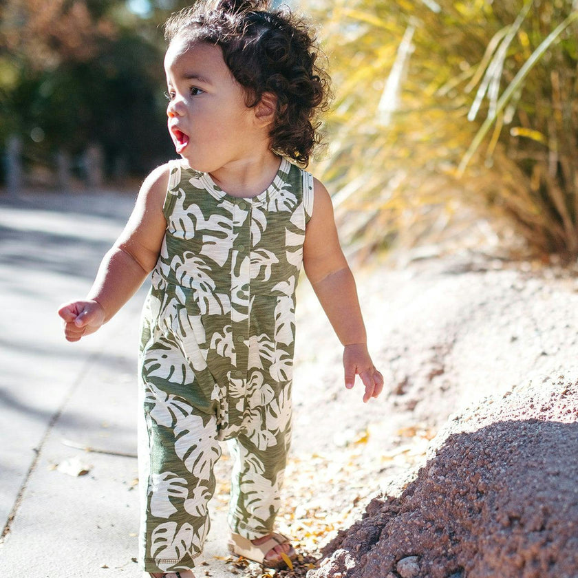 Island Leaf Silhouette Slub Cotton Sleeveless Jumper