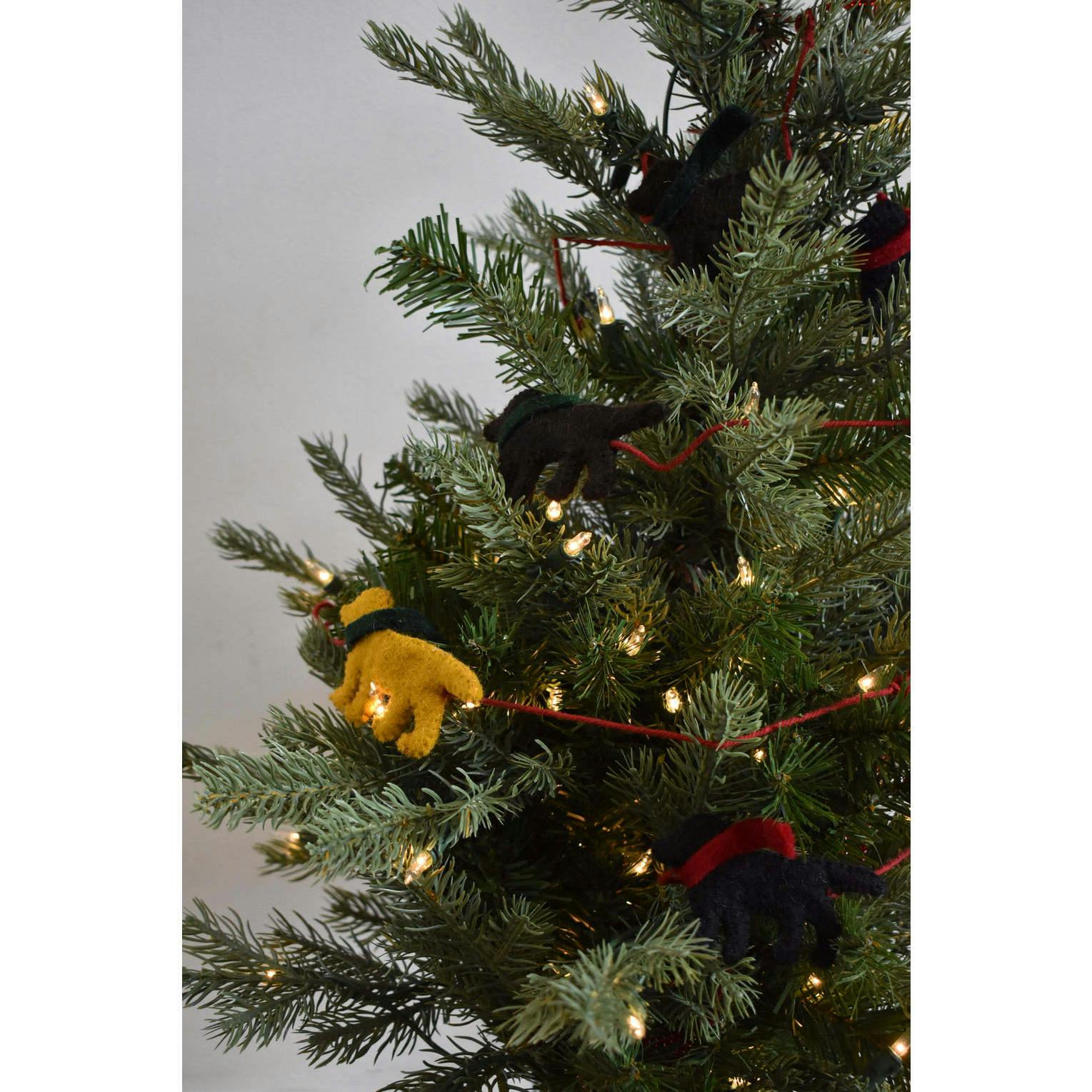 9 Piece Themed Christmas Decoration Set for Table Top Trees In Hand Felted Wool