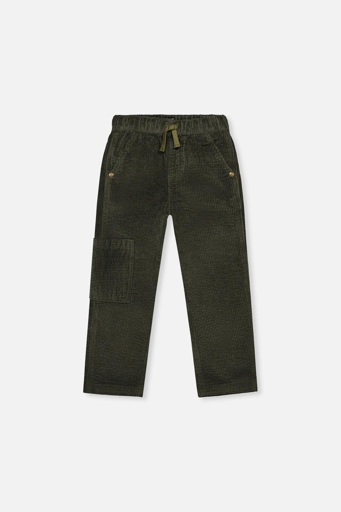 Stretch Corduroy Pants with Cargo Pocket Dark Grey