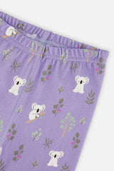 Organic Cotton Two Piece Pajama Set Purple Koala Print