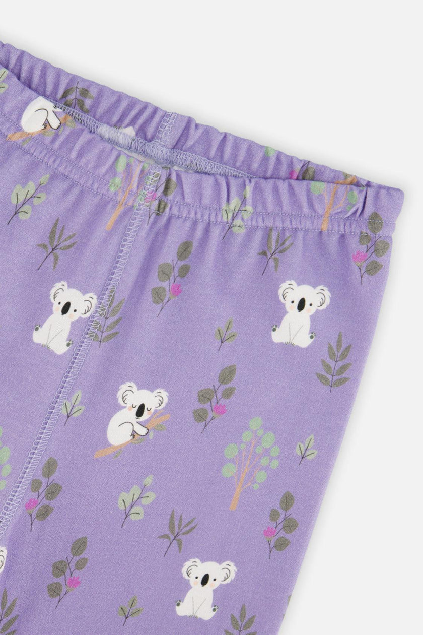 Organic Cotton Two Piece Pajama Set Purple Koala Print