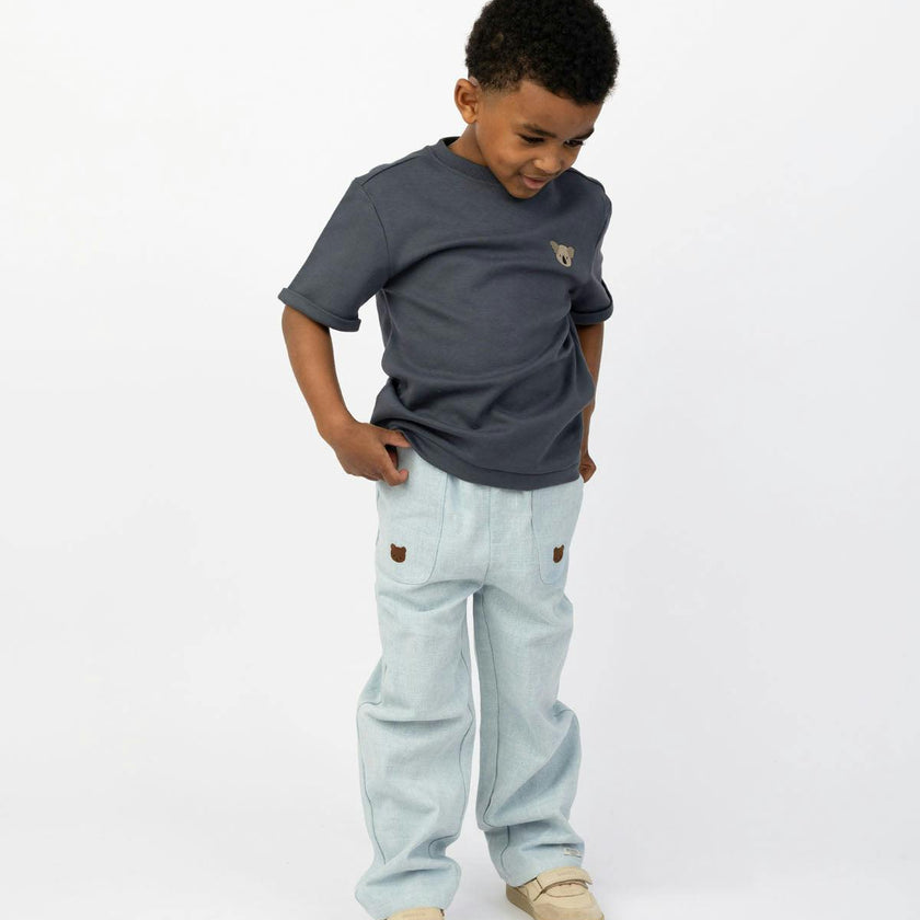 Kassim Denim Trousers | Bear | Ice Blue