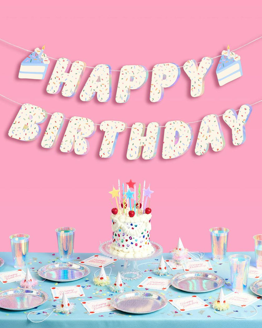 Bday Cake Banner - iridescent foil banner