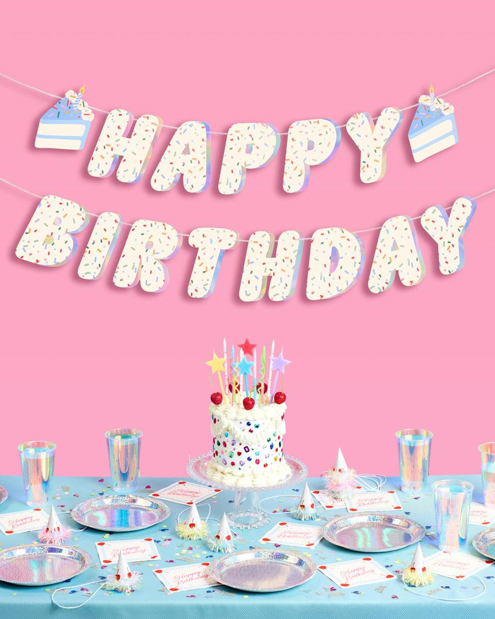 Bday Cake Banner - iridescent foil banner