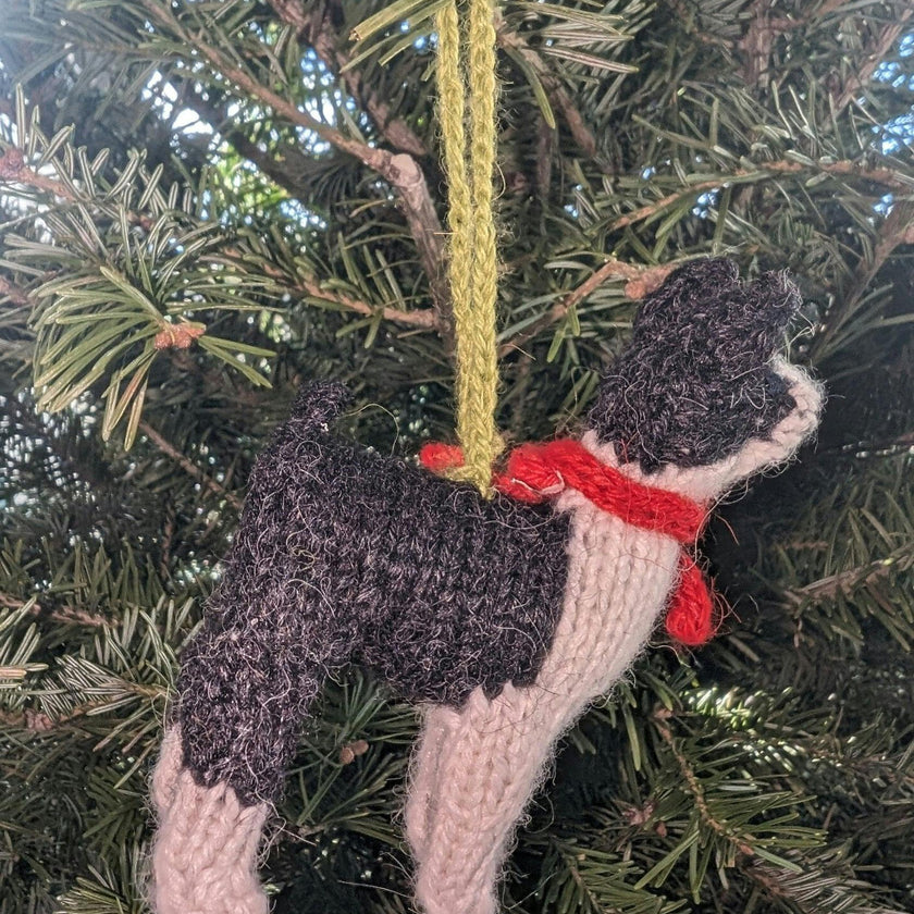 Boston Terrier Hand Knit Christmas Ornament Arcadia Home