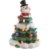 9-Inch Battery Operated Ceramic Light-Up Snowman Tree