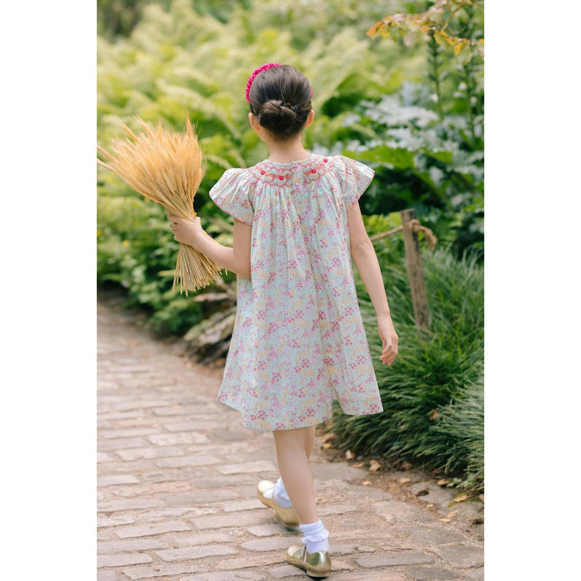 Prune Floral Frills Bishop Dress