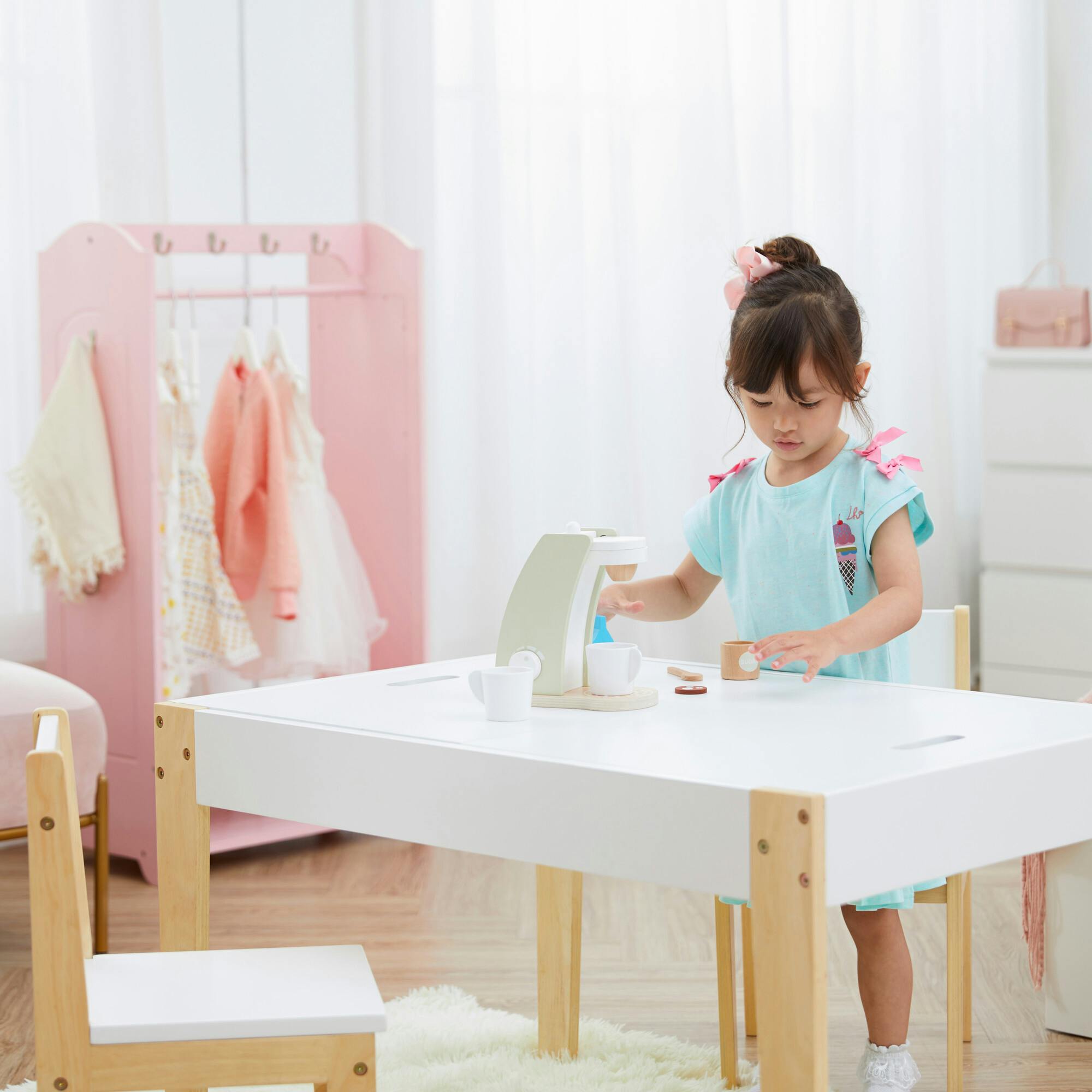 Fantasy Fields By Teamson Kids - Play Table & Chairs 3 Pcs Set With Storage And 2 Way Table Top