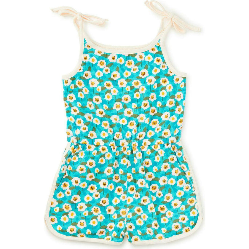 Tie Shoulder Sporty Romper, Green