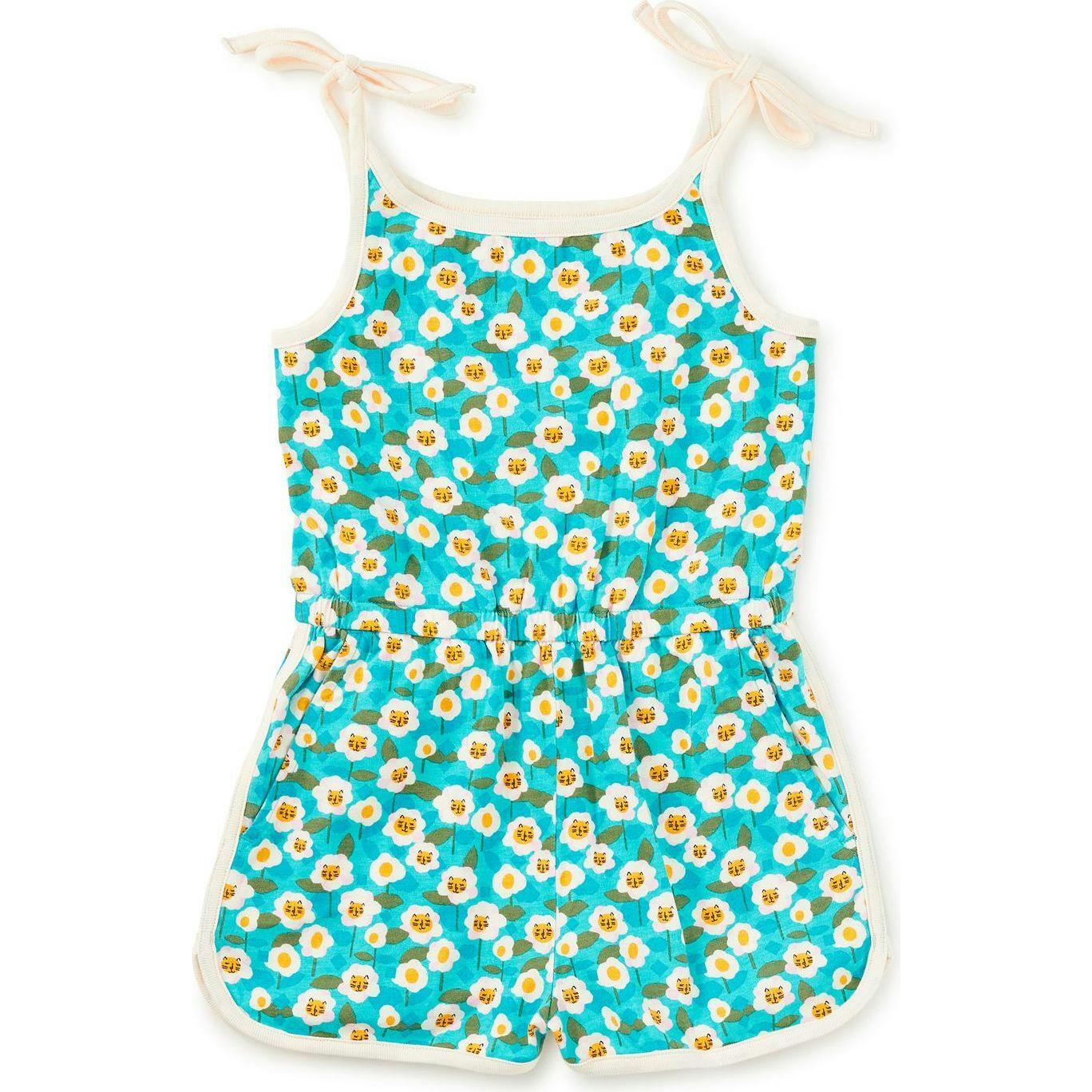 Tie Shoulder Sporty Romper, Green