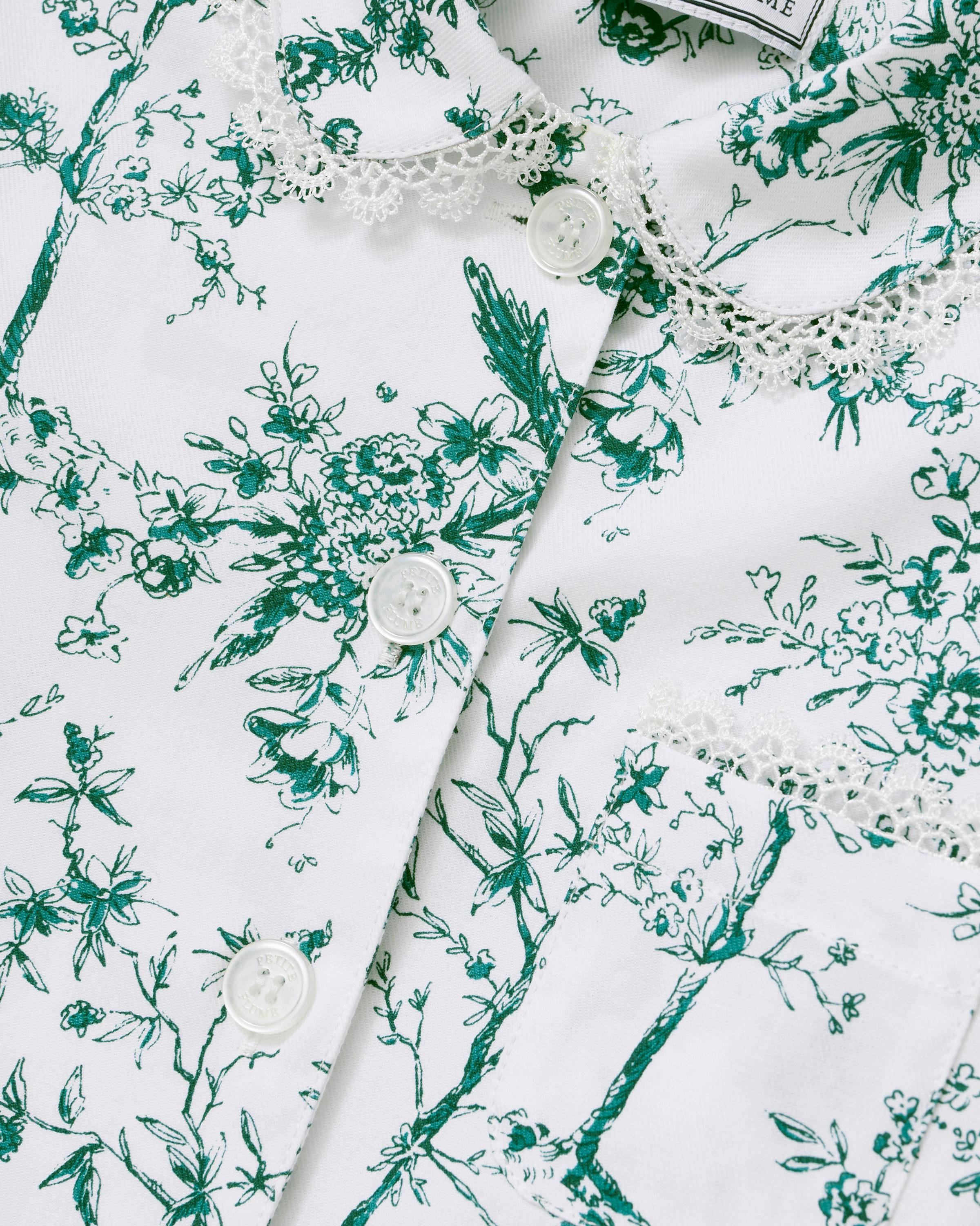 Kid's Twill Grace Pajama Set in Evergreen Timeless Toile