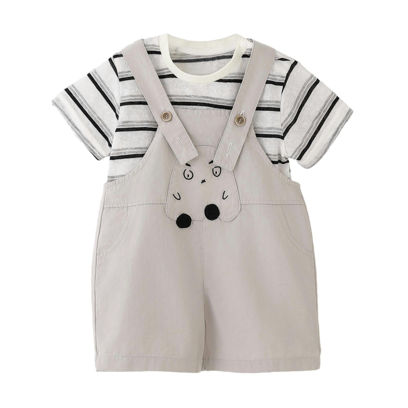 Beige Animal Overall Set