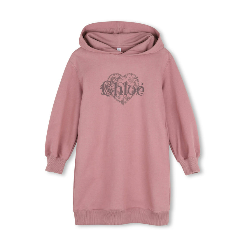 Pink Heart Logo Hoodie Dress