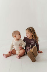 Baby Boy Long Sleeve Bodysuit in Lil Bro in Cream