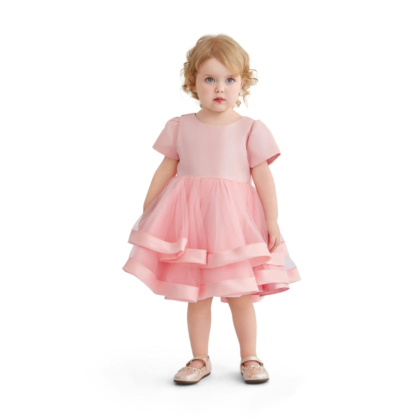 Pink Suttona Satin Bow Dress