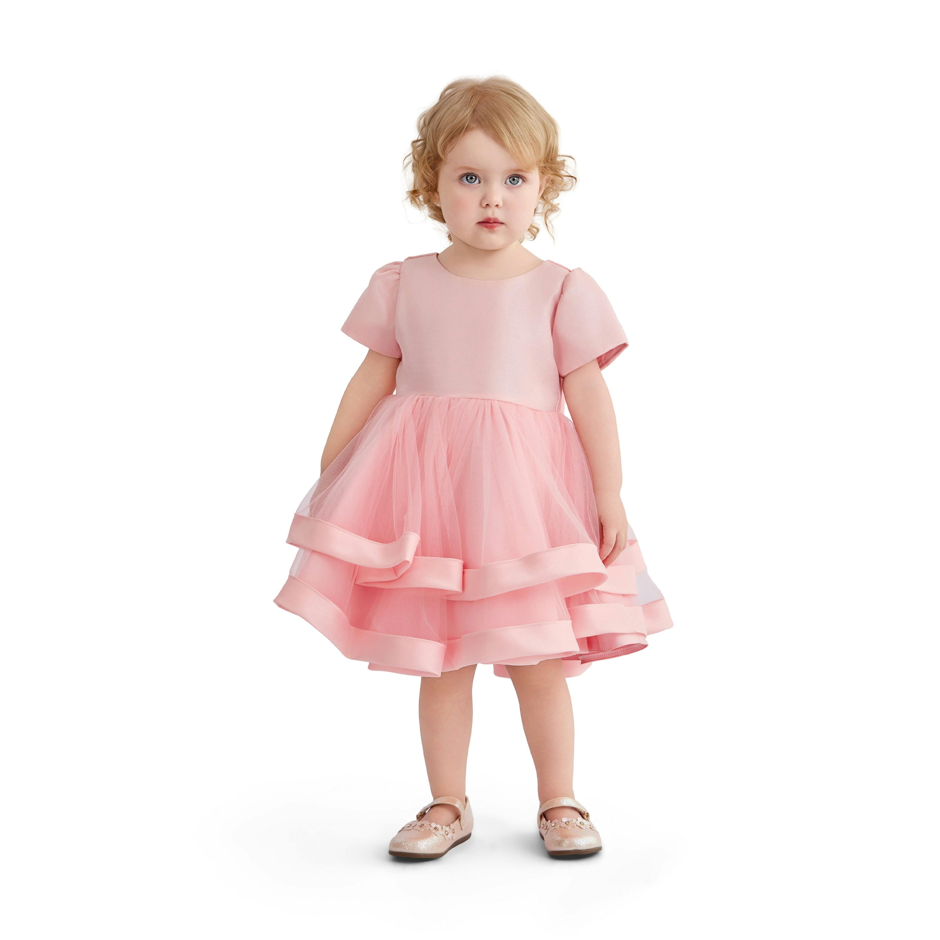 Pink Suttona Satin Bow Dress