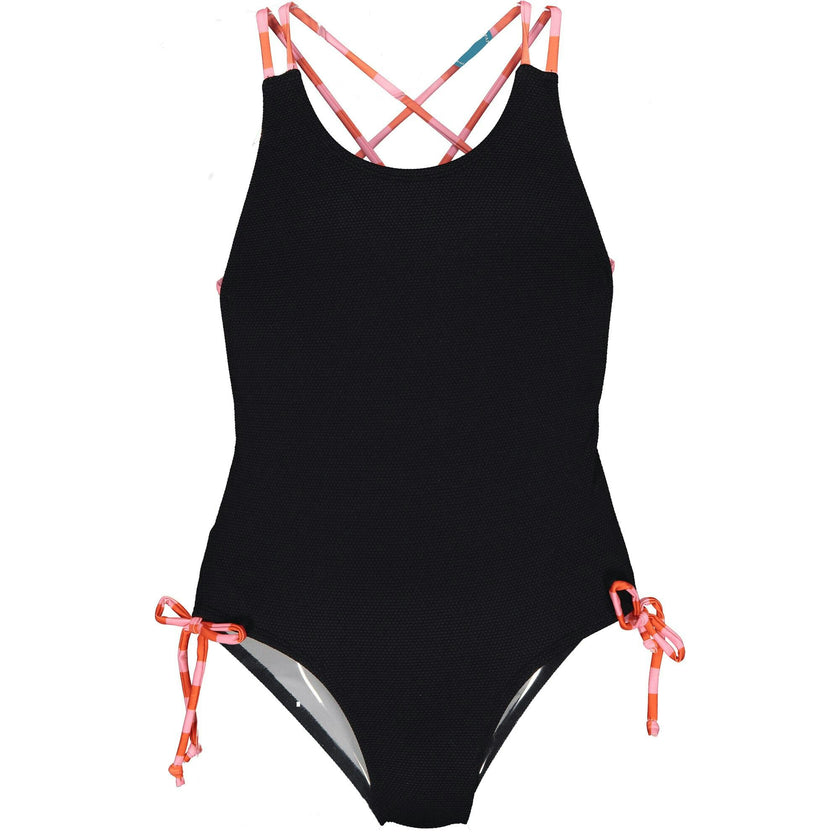 Textured Black Combo Swimsuit, Black