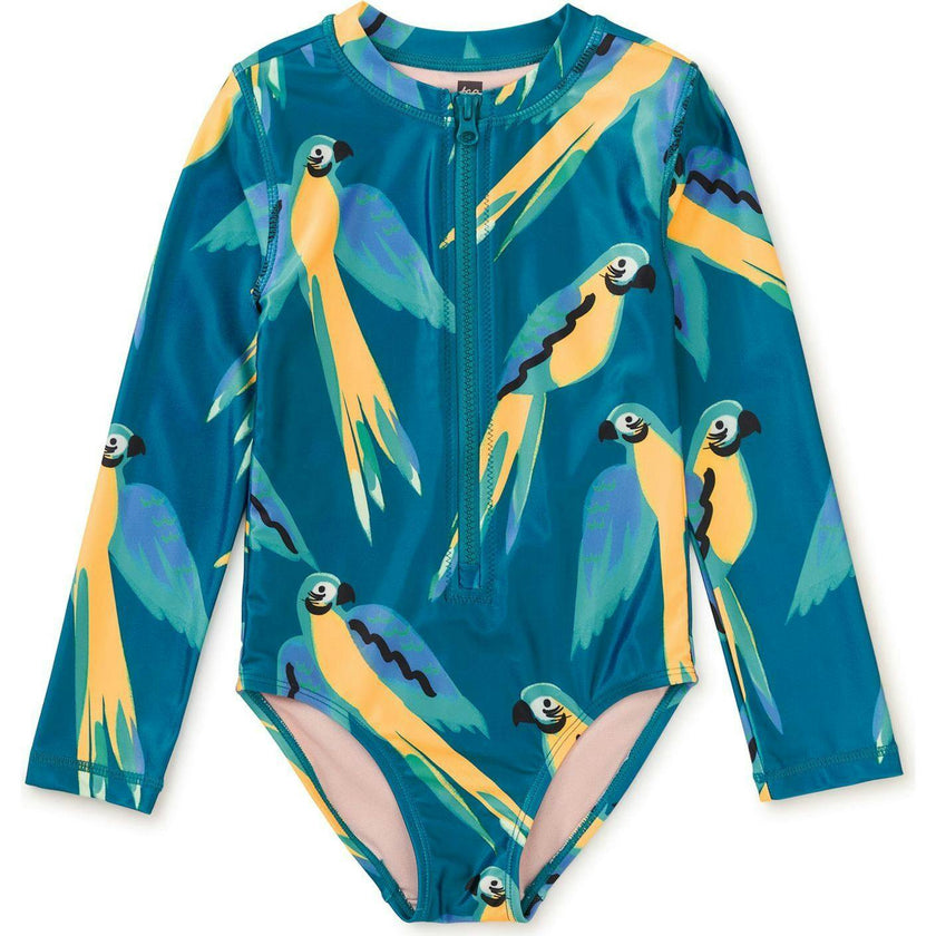 Long Sleeve One-Piece Swimsuit, Blue
