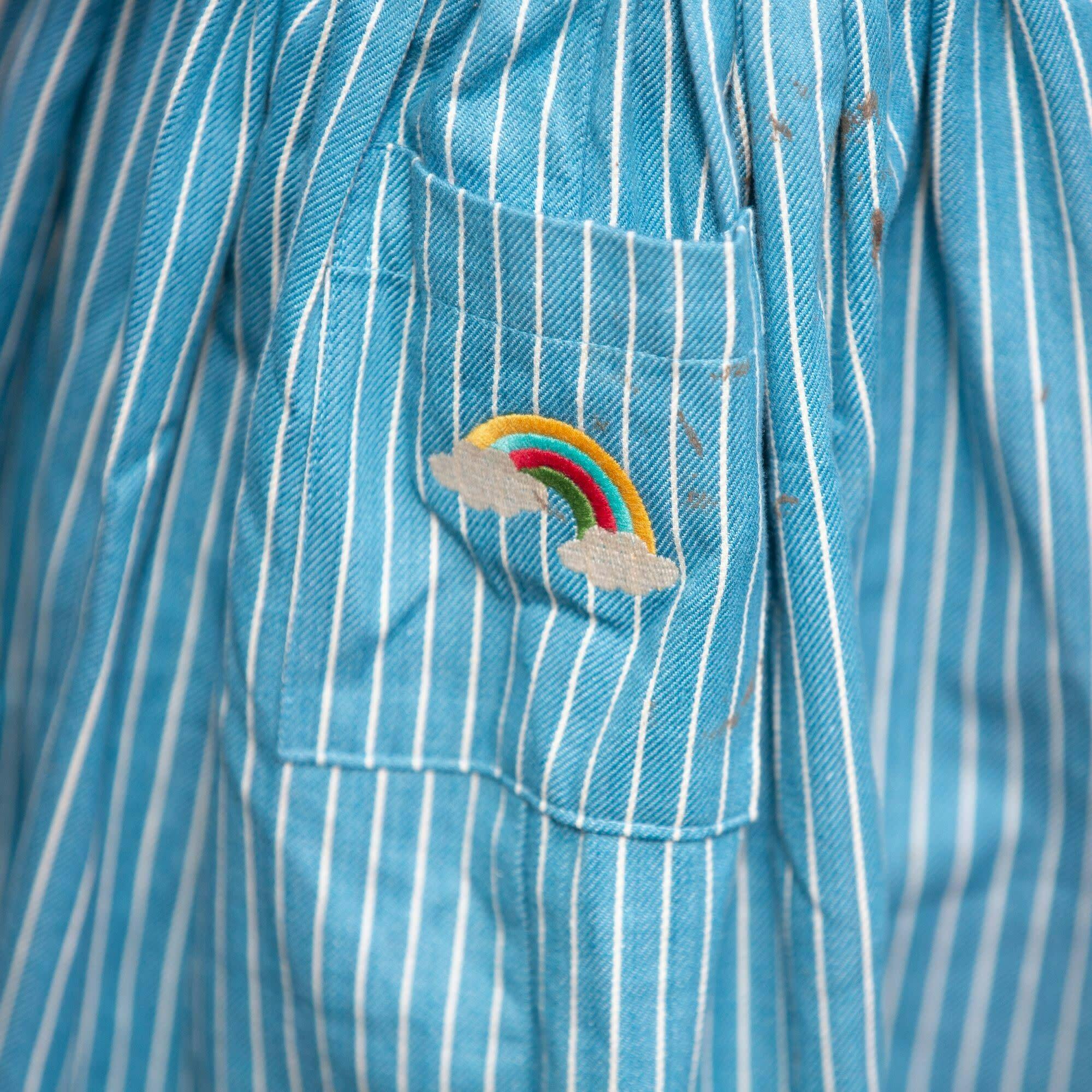 Horizon Blue Striped Pinafore Button Dress, Blue