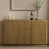 Potomac 3 Drawer 2 Doors Wood Sideboard with Adjustable Shelf Storage Cabinet