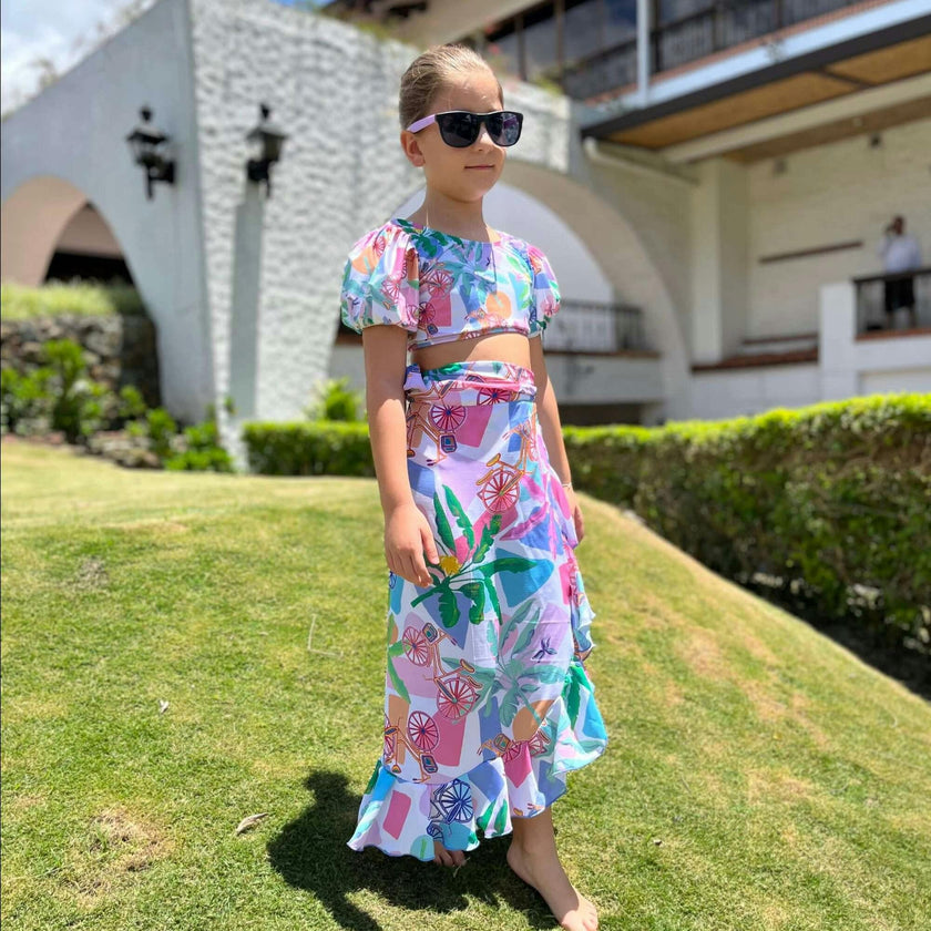 Girl's Wrap Skirt - Puerto Viejo Print