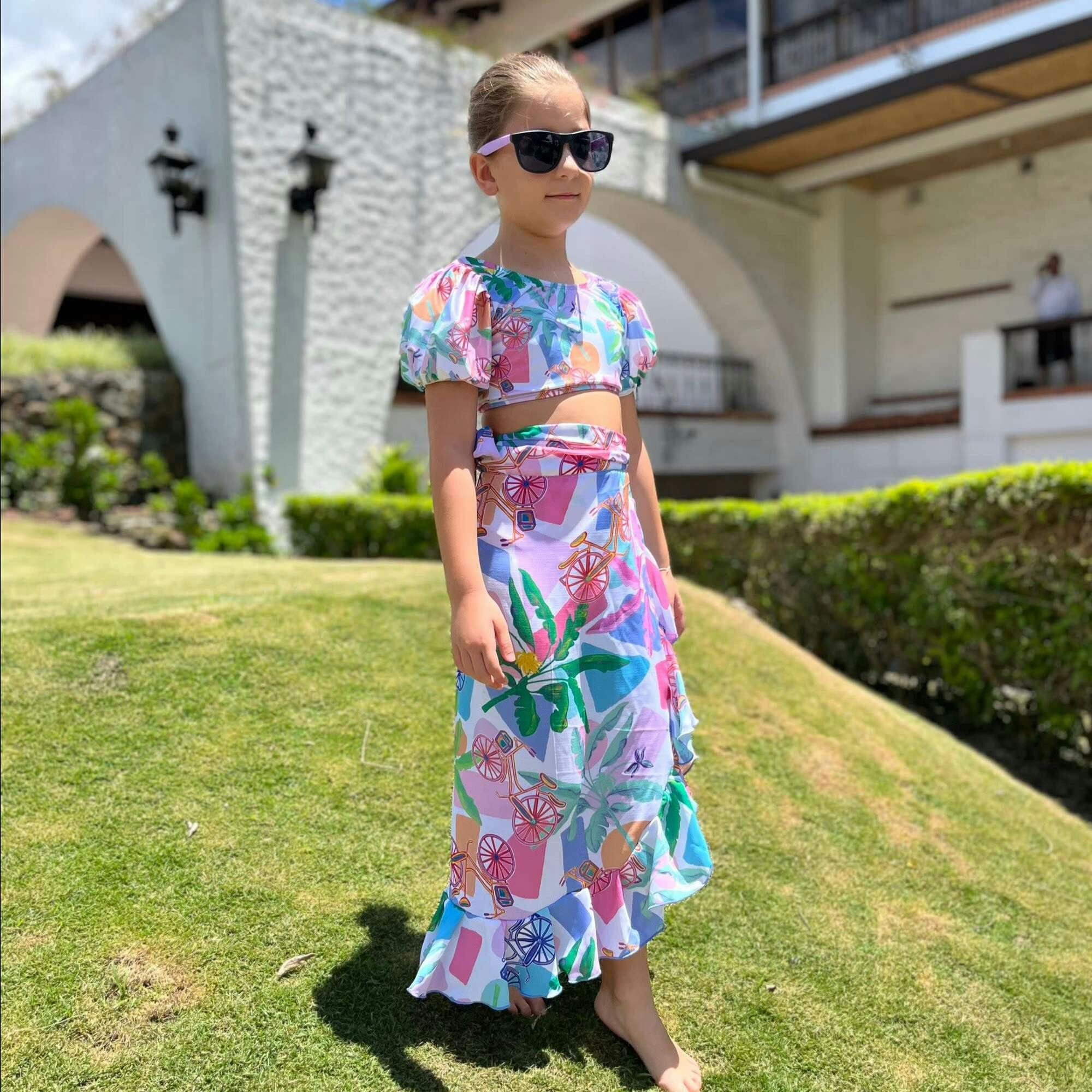 Girl's Wrap Skirt - Puerto Viejo Print
