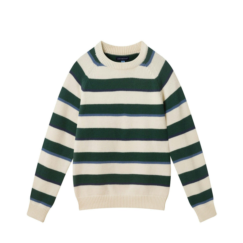 Big Kid (8-18) Boys Striped Crewneck Sweater | Green