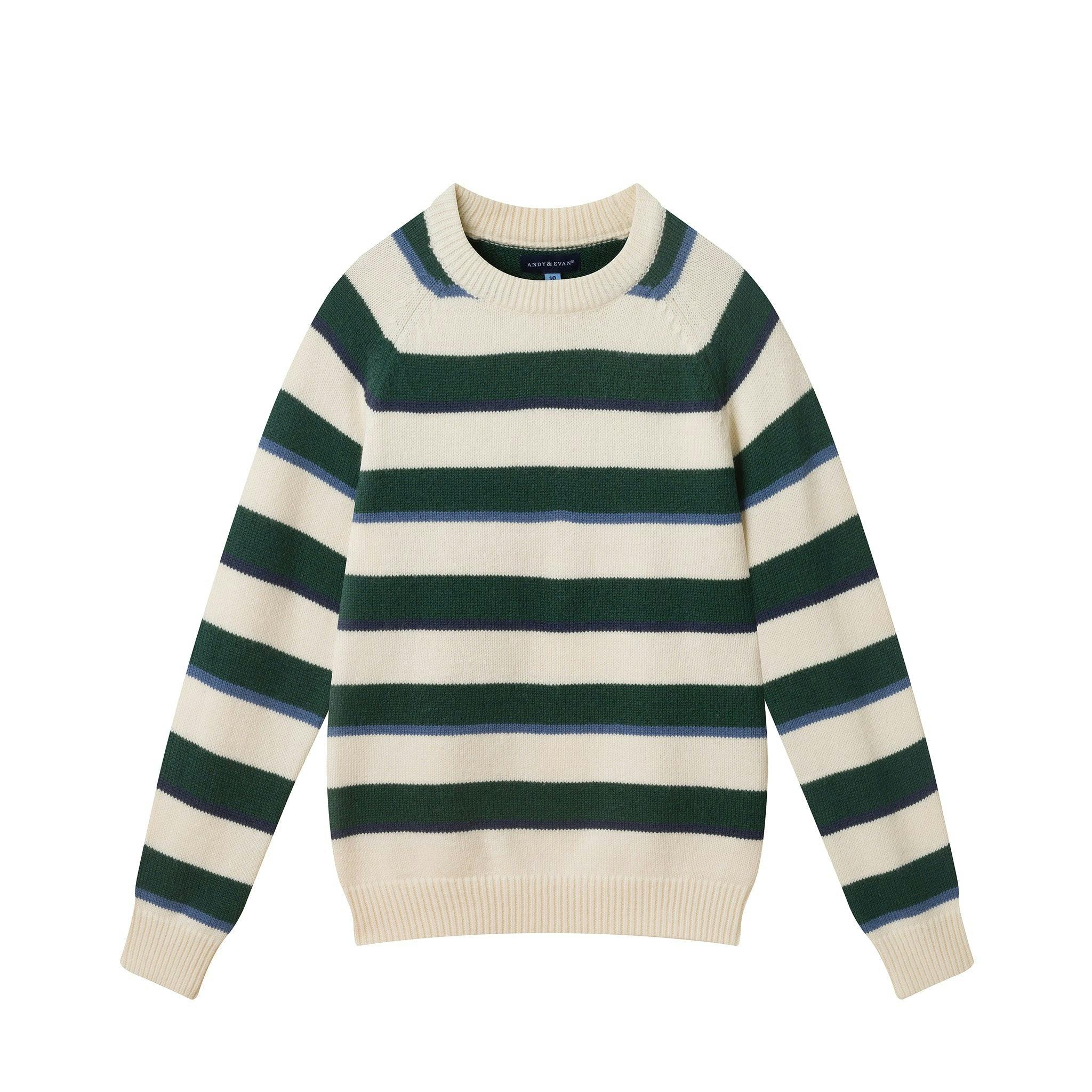 Big Kid (8-18) Boys Striped Crewneck Sweater | Green