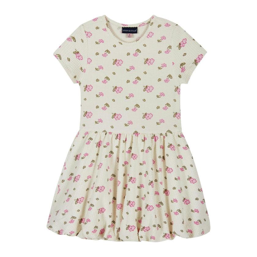 Girls Knit Seersucker Bubble Dress | Blush Floral