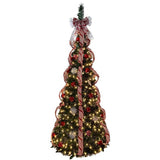 6-Foot Pre-Lit Red and White Collapsible Decorated Tree