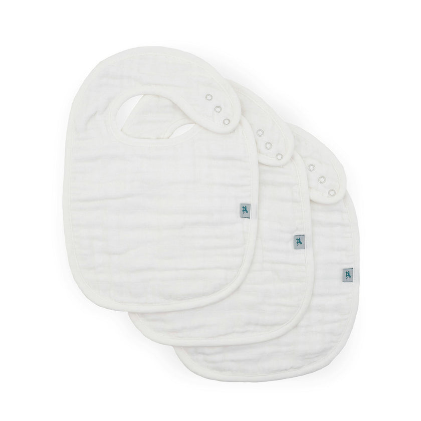Organic Cotton Muslin Classic Bib 3 Pack - White