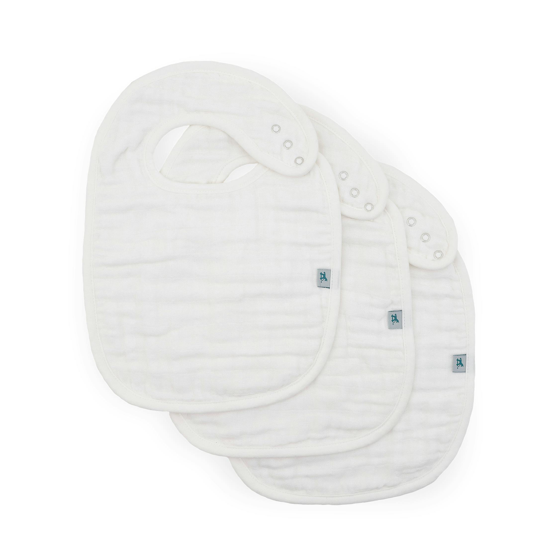 Organic Cotton Muslin Classic Bib 3 Pack - White