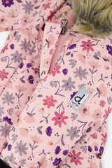 Baby One Piece Snowsuit Adapted For Car Seats Pink Mini Flower Print