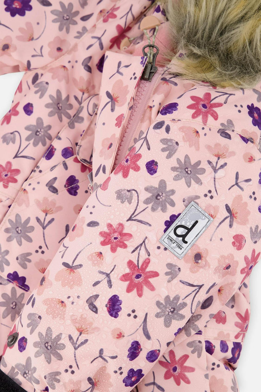 Baby One Piece Snowsuit Adapted For Car Seats Pink Mini Flower Print