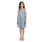 Tween Girls Floral Printed Dress W. Back Cutout | Blue Floral