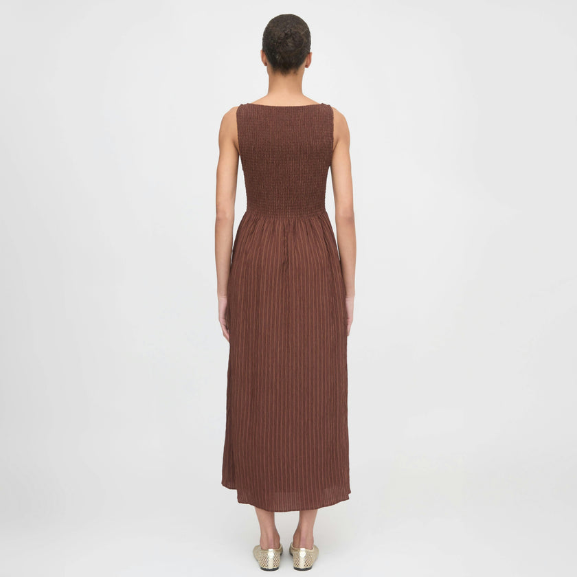 The Cosima Nap Dress - Chocolate Tonal Seersucker