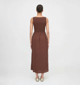 The Cosima Nap Dress - Chocolate Tonal Seersucker