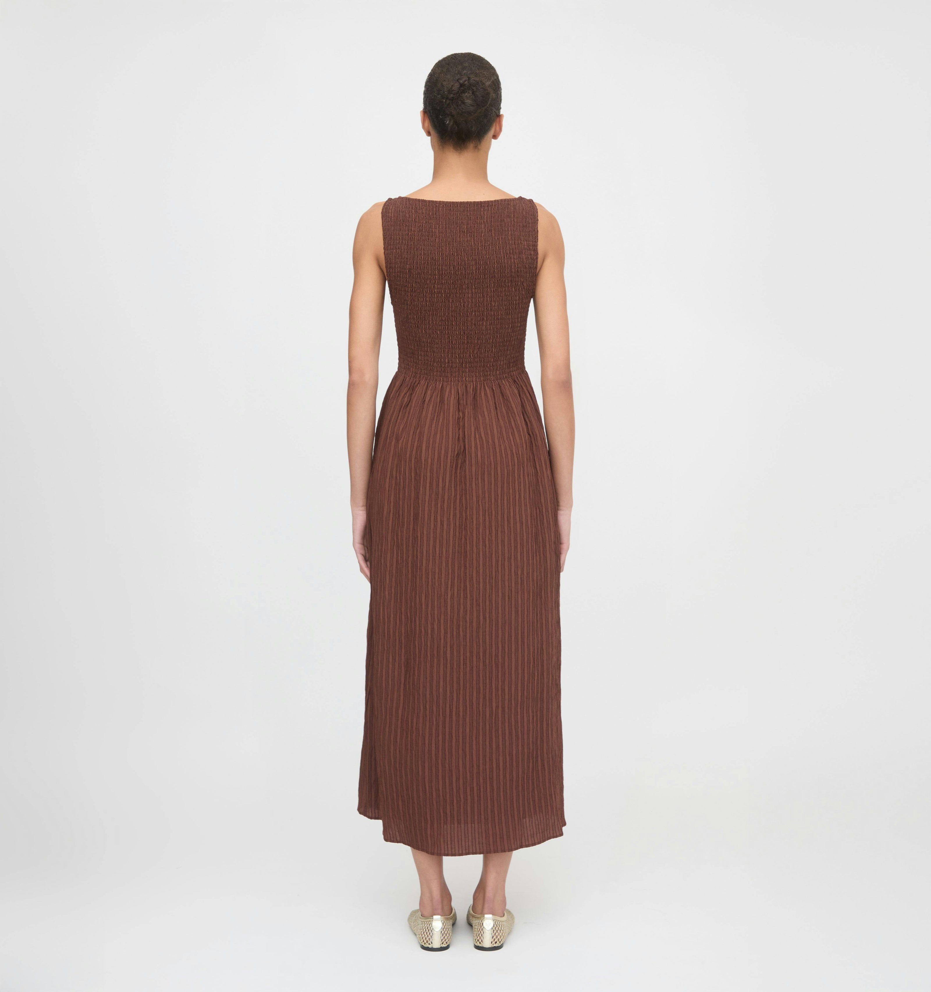 The Cosima Nap Dress - Chocolate Tonal Seersucker