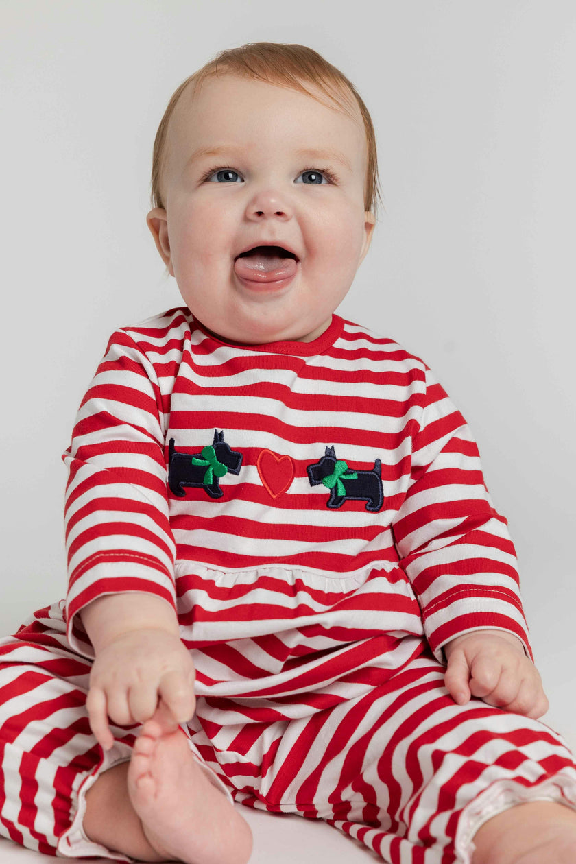 Stripe Knit Longall with Scotties & Heart