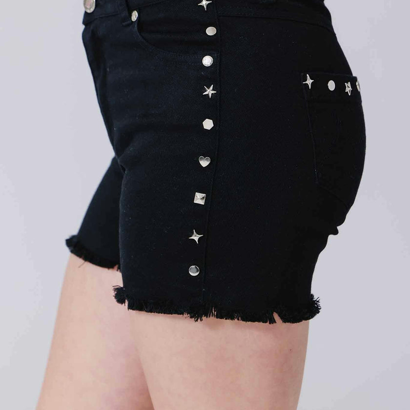 Girls Twill Stud Short in Black