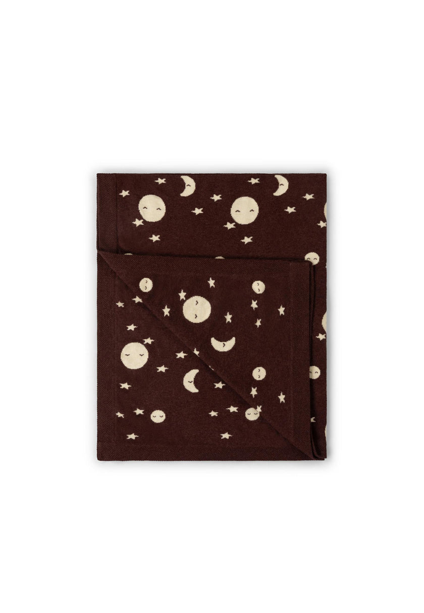 Moon Knitted Organic Baby Blanket, Brown
