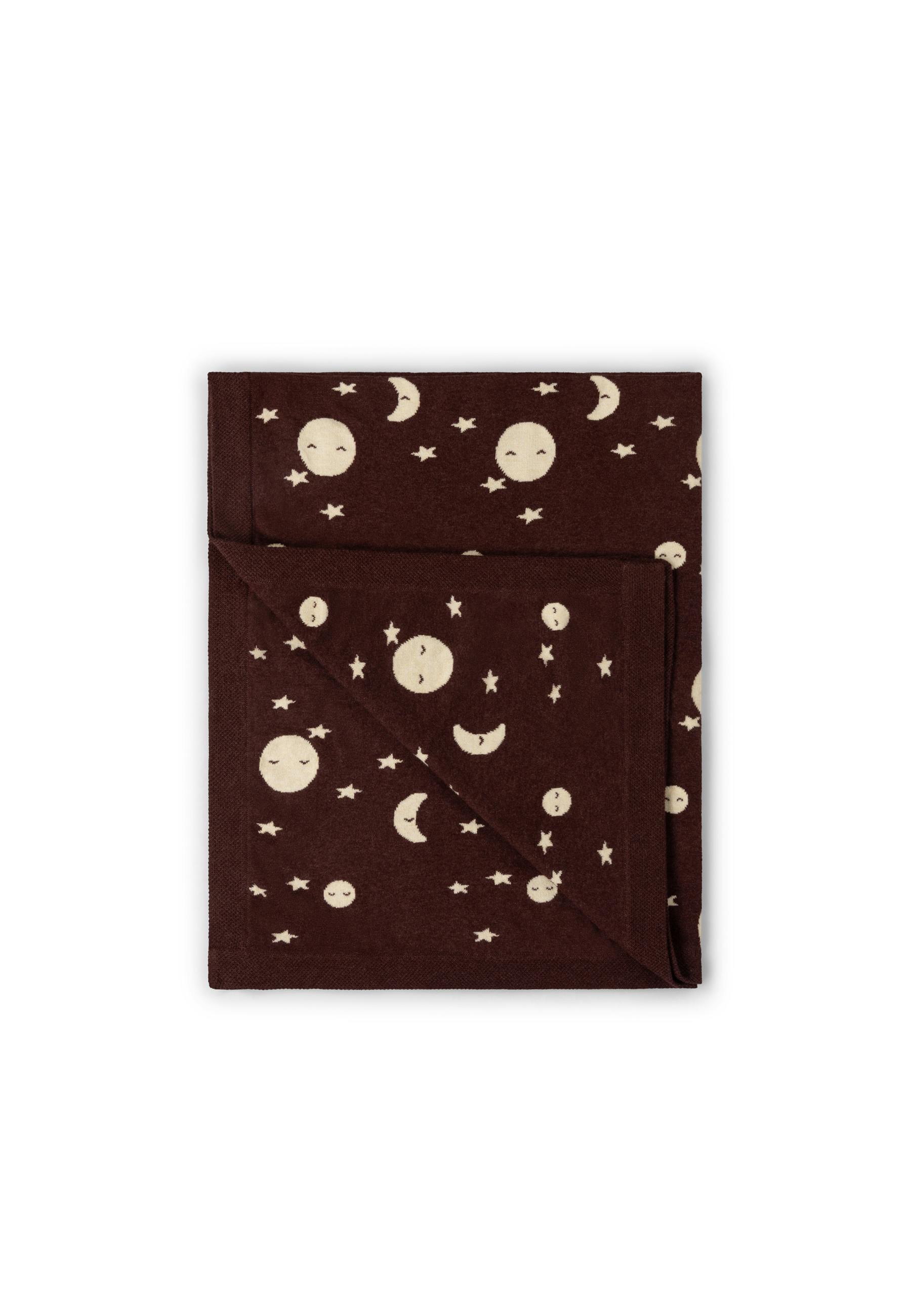 Moon Knitted Organic Baby Blanket, Brown