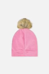 Jersey Hat With Pompom Pink