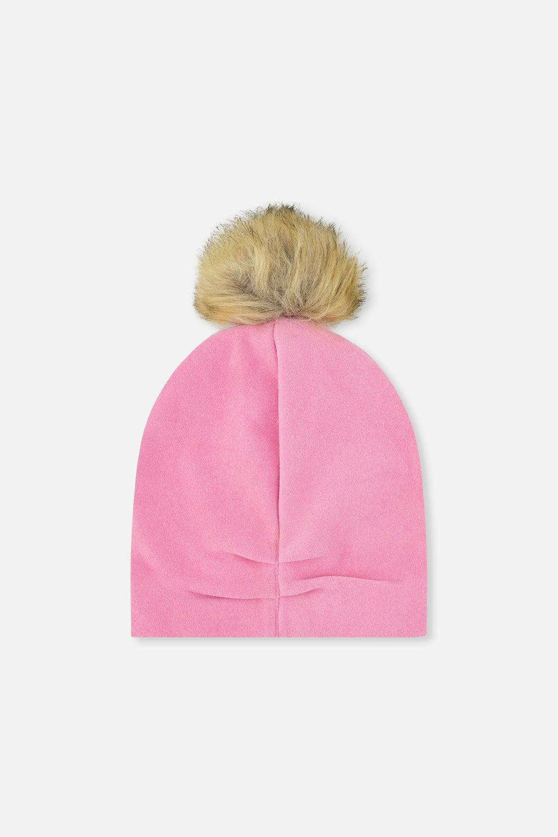 Jersey Hat With Pompom Pink