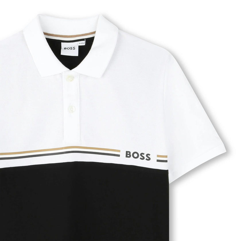 White & Black Logo Polo Shirt