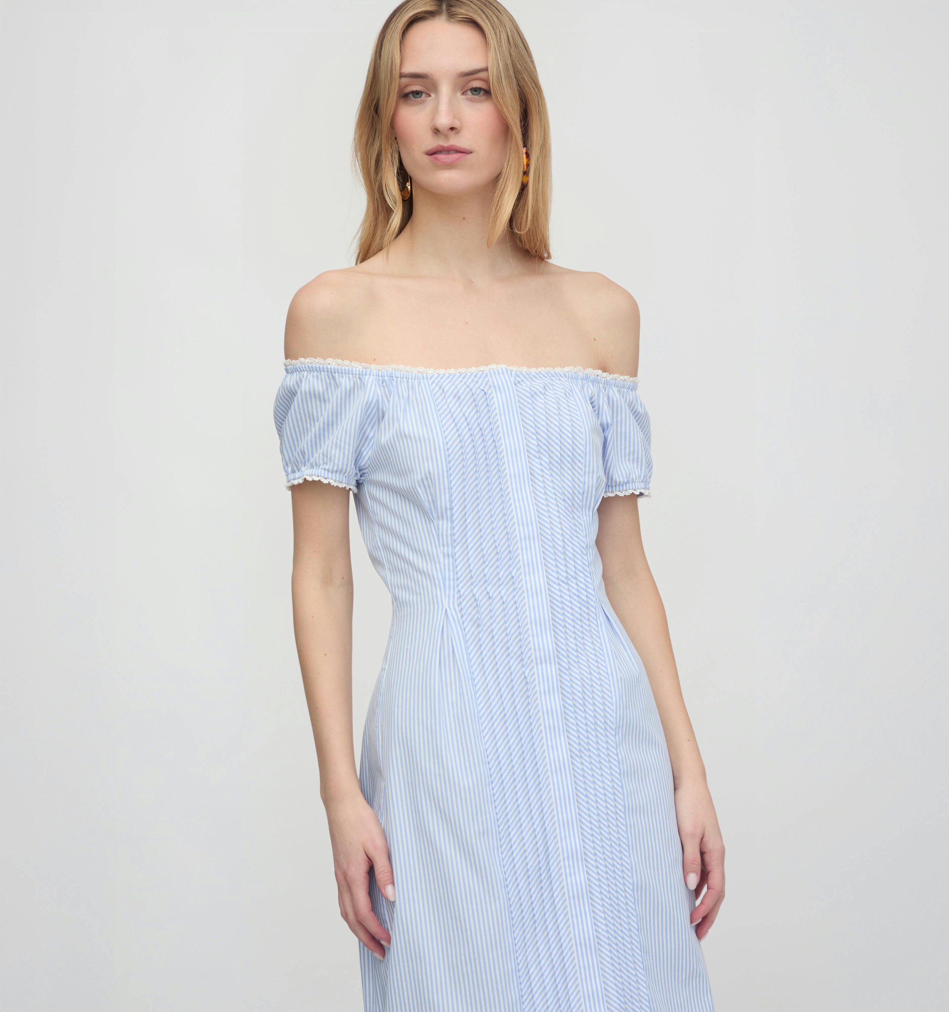 The Madison Dress - Blue/White Stripe