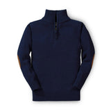 Organic Half Zip Sweater with Elbow Patches