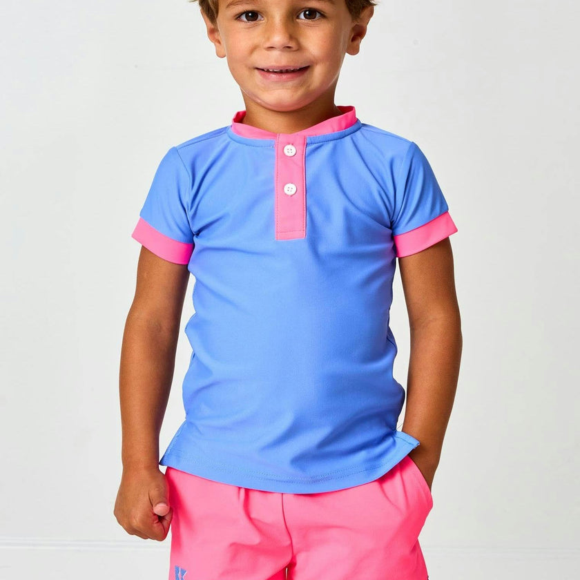 sky blue/neon pink blade shirt