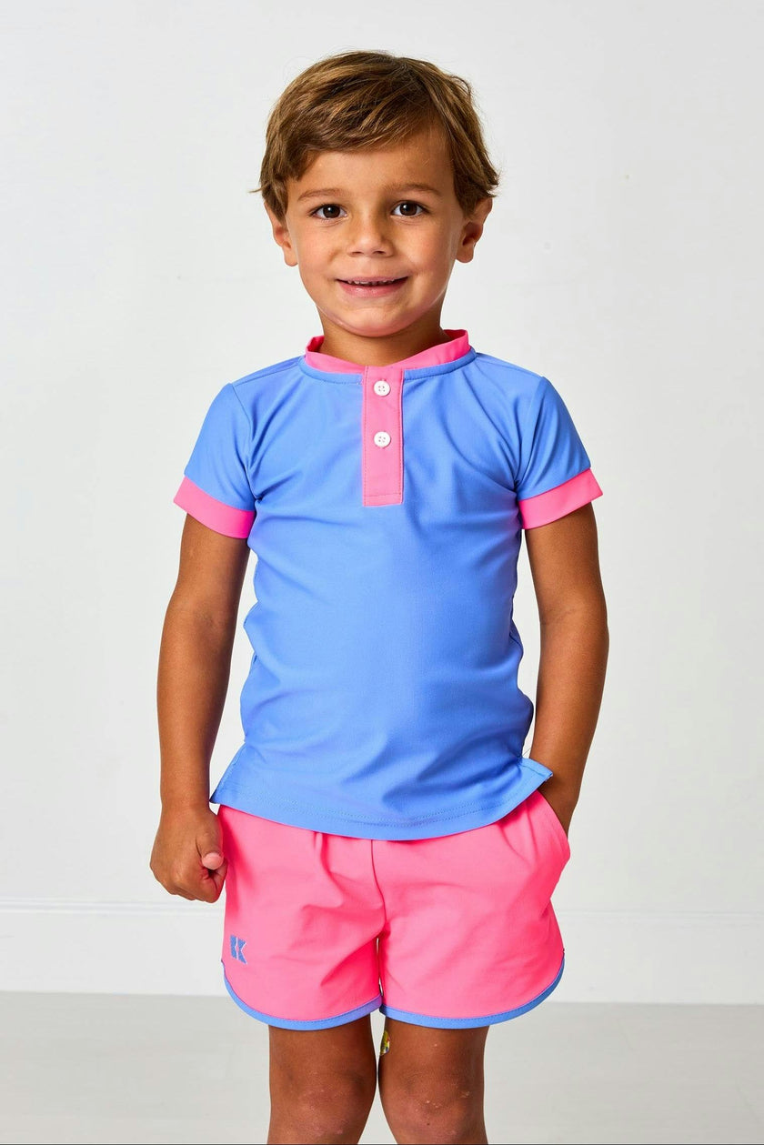 sky blue/neon pink blade shirt